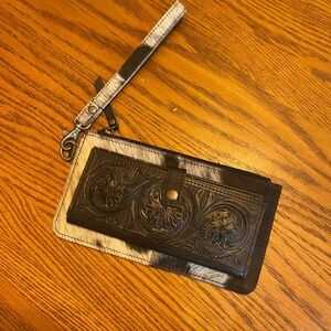 Genuine Leather and Cowhide Wallet Wristlet